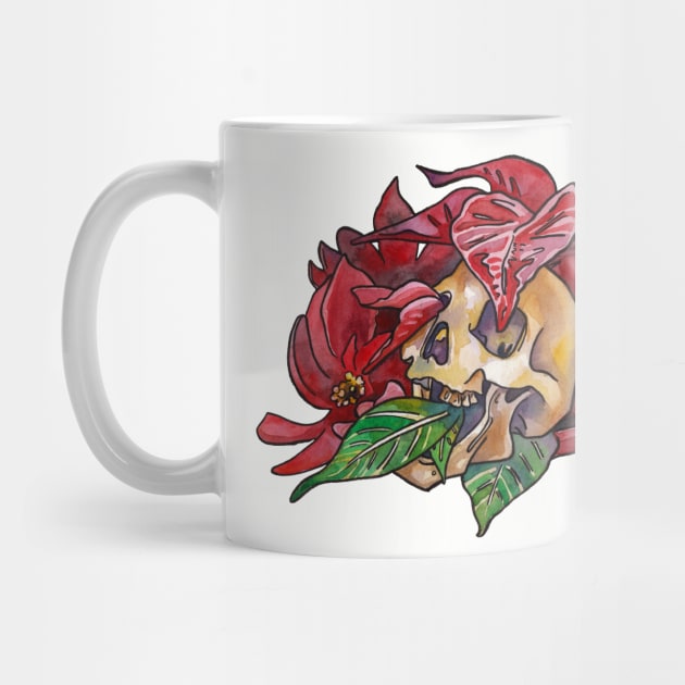 Poinsettia Skull for Christmas Cheer by JenTheTracy